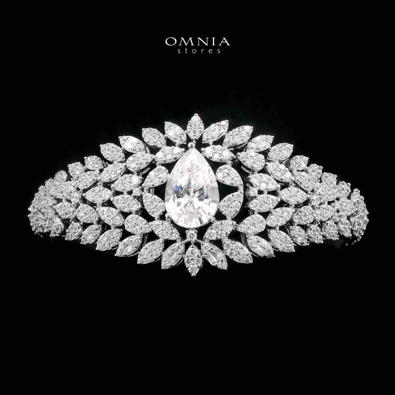 Omnia Asrar White Bridal Full Set in High Quality Zircon Stone Rhodium Plated - OMNIASTORES UAE
