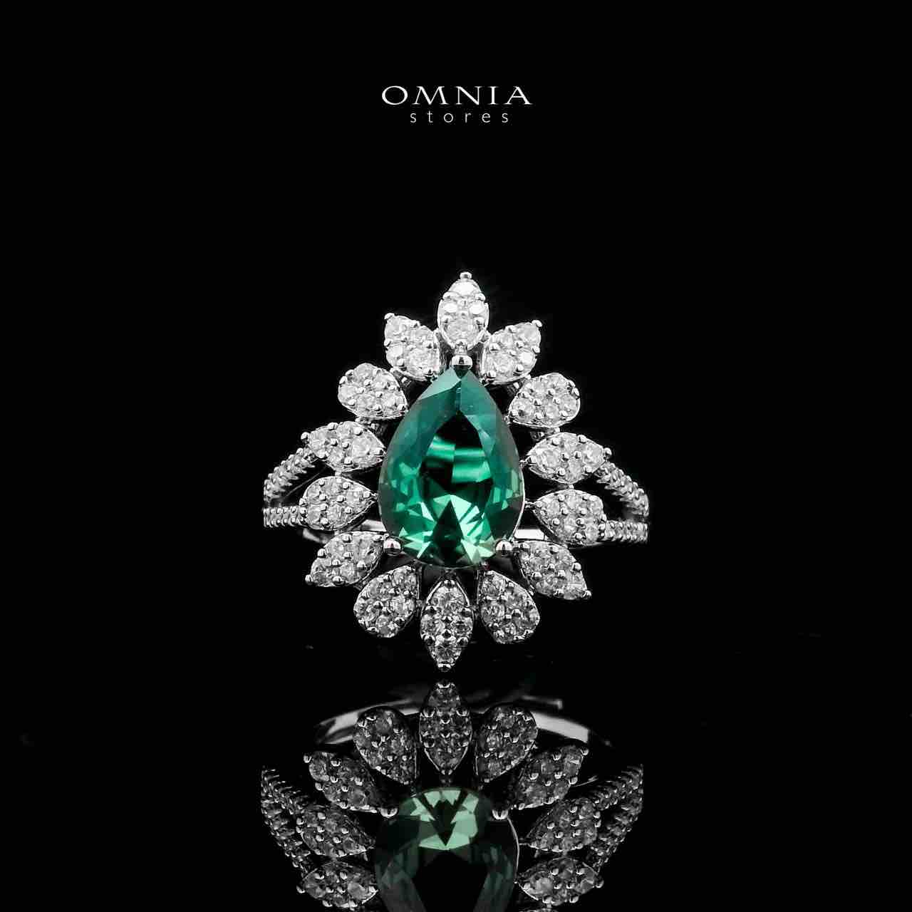 Omnia Asrar Green Bridal Full Set in High Quality Zircon Stone Rhodium Plated - OMNIASTORES UAE