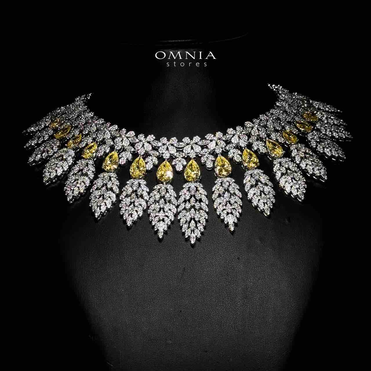 Omnia Asrar Yellow Bridal Full Set in High Quality Zircon Stone Rhodium Plated - OMNIASTORES UAE