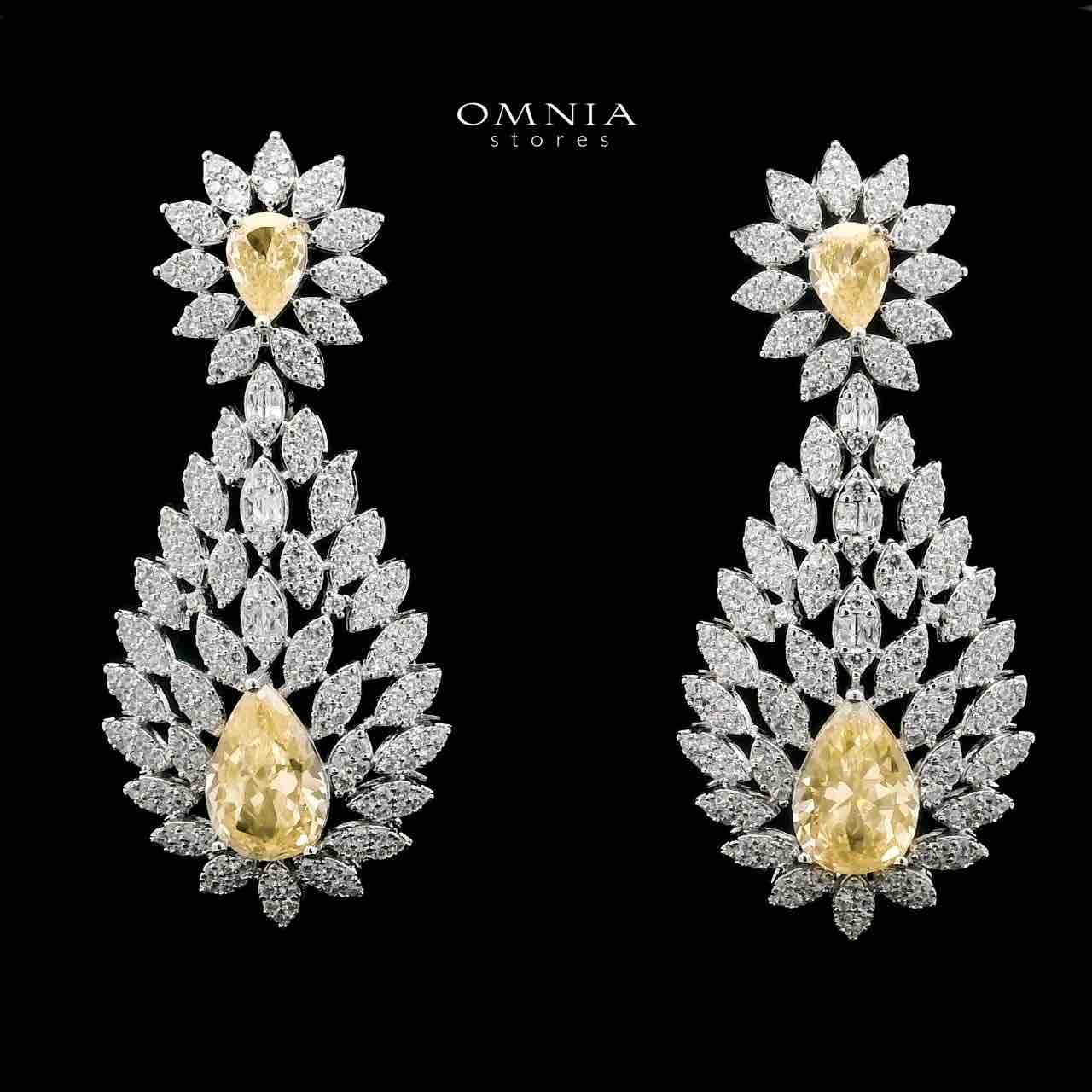 Omnia Asrar Yellow Bridal Full Set in High Quality Zircon Stone Rhodium Plated - OMNIASTORES UAE
