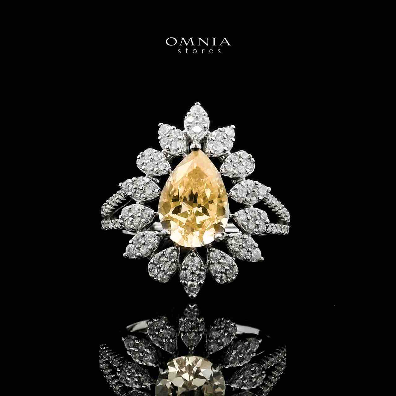 Omnia Asrar Yellow Bridal Full Set in High Quality Zircon Stone Rhodium Plated - OMNIASTORES UAE