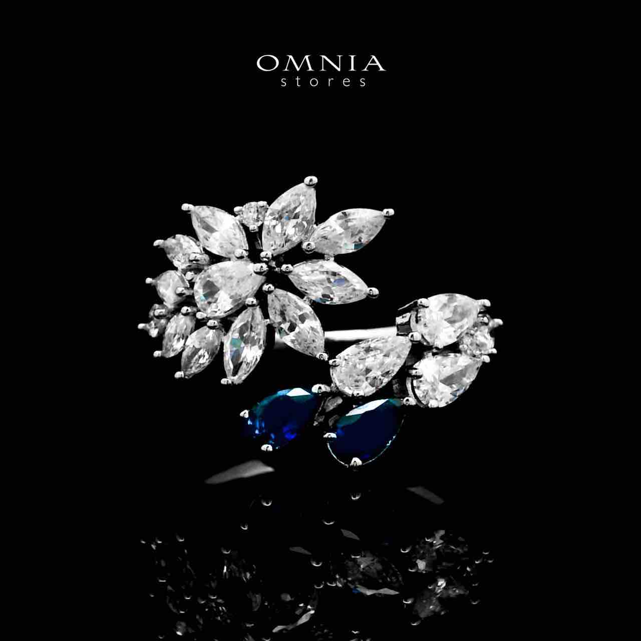 Omnia Rahaf Blue Bridal Full Set in High Quality Zircon Stone in Rhodium Plated