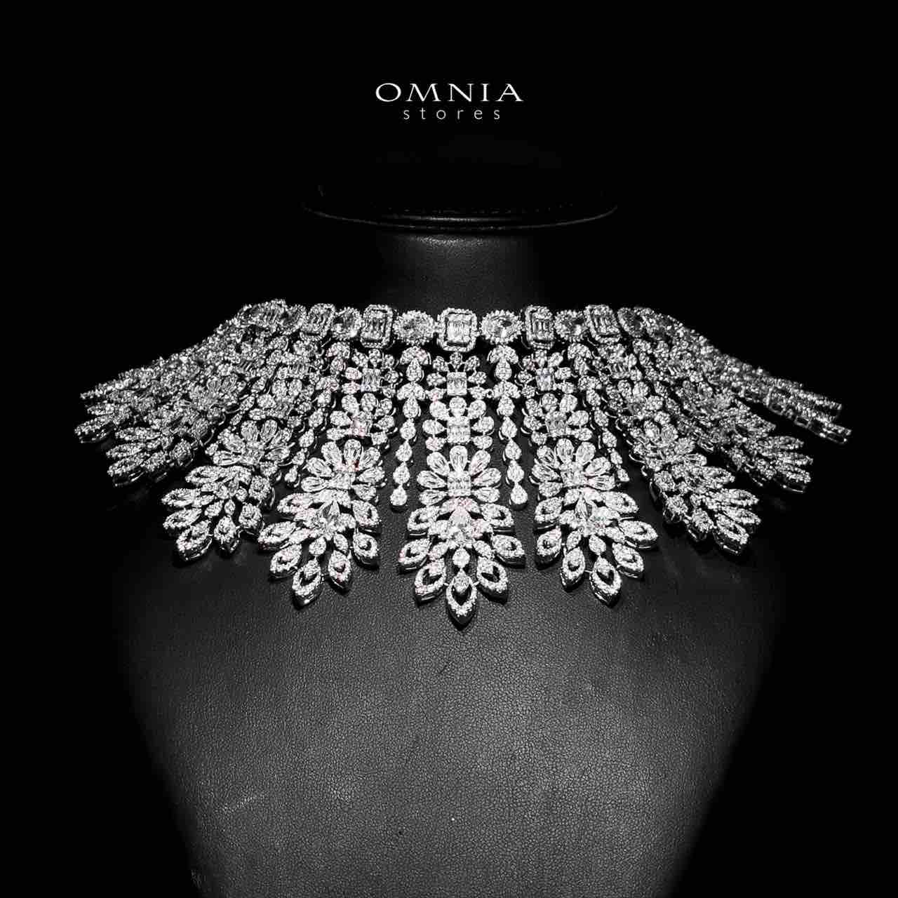 Omnia Athar White Bridal Full Set in High Quality Zircon Stone Rhodium Plated - OMNIASTORES UAE