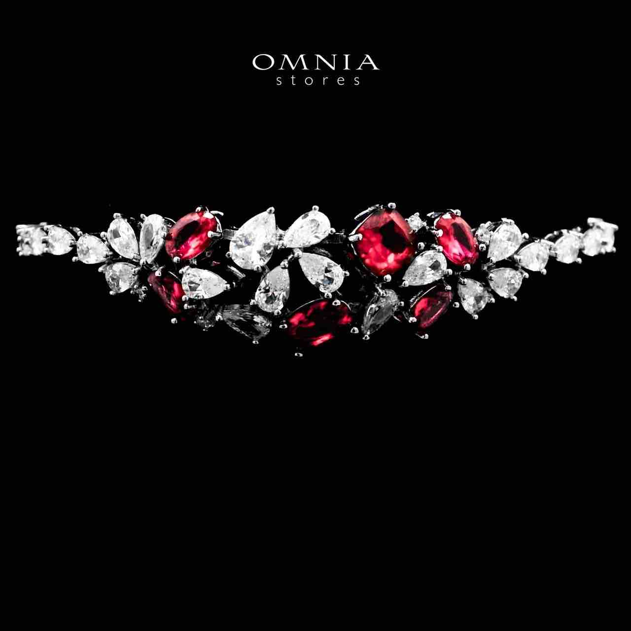 Omnia Reman Maroon Bridal Full Set in High Quality Zircon Stone in Rhodium Plated - OMNIASTORES UAE
