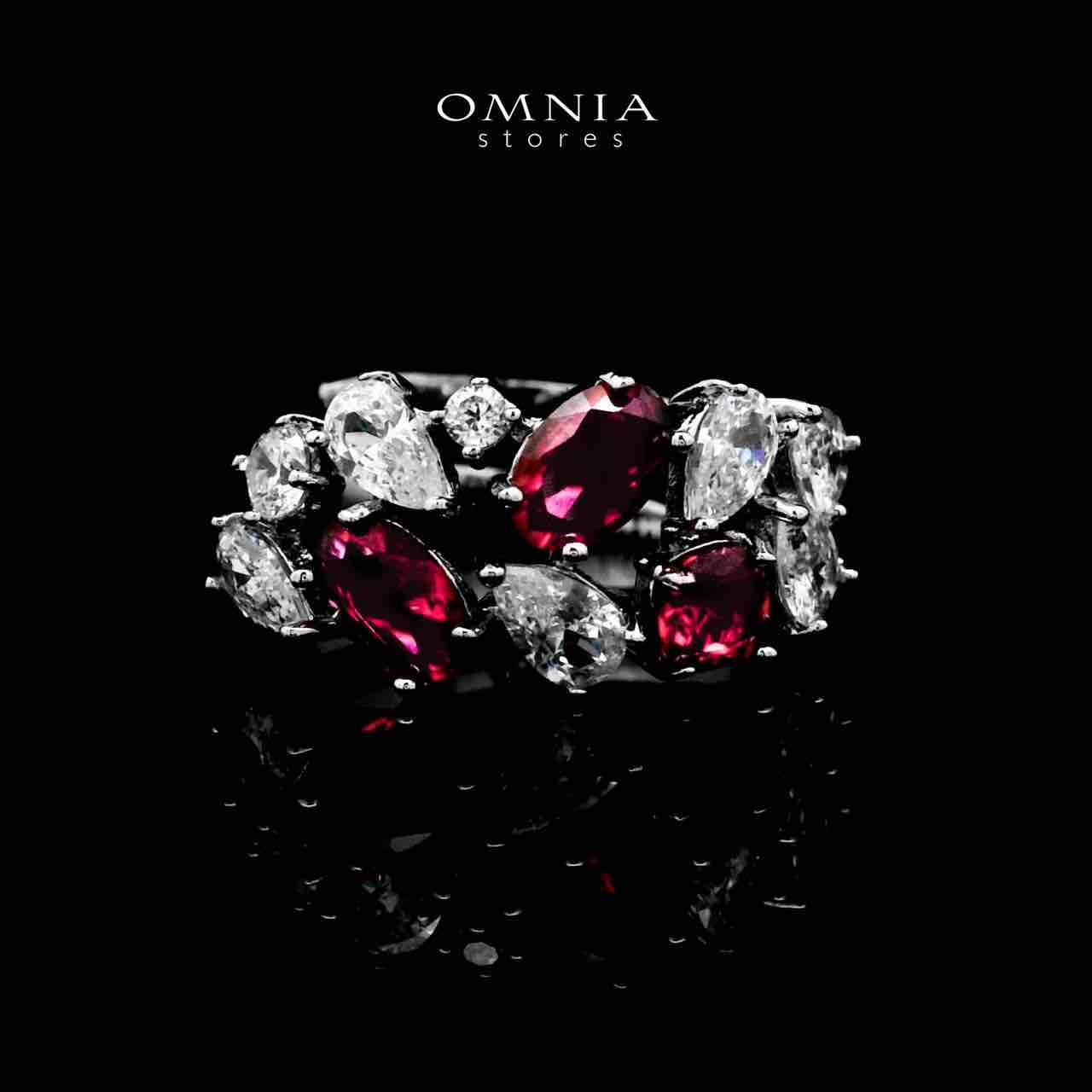 Omnia Reman Maroon Bridal Full Set in High Quality Zircon Stone in Rhodium Plated - OMNIASTORES UAE