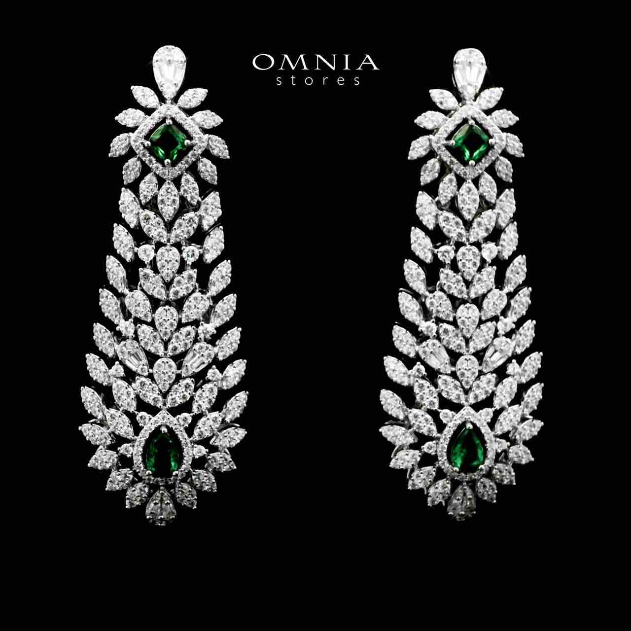 Omnia Asal Green Bridal Full Set in High Quality Zircon Stone Rhodium Plated