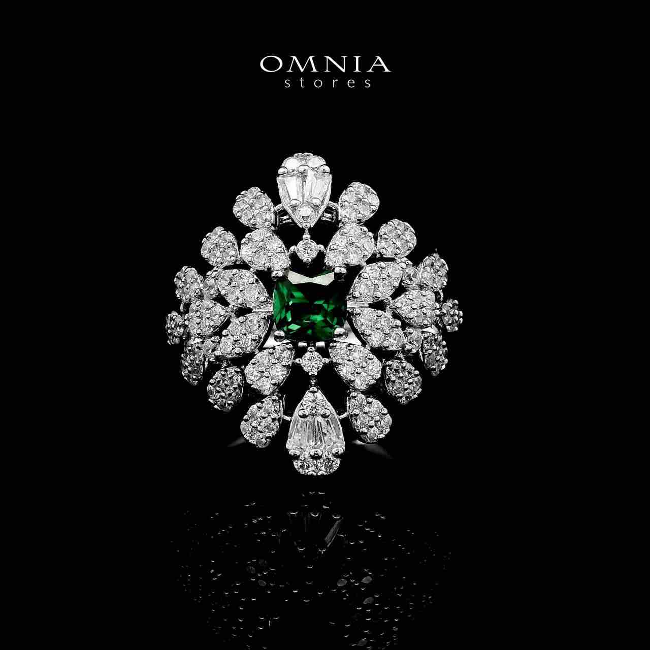 Omnia Asal Green Bridal Full Set in High Quality Zircon Stone Rhodium Plated
