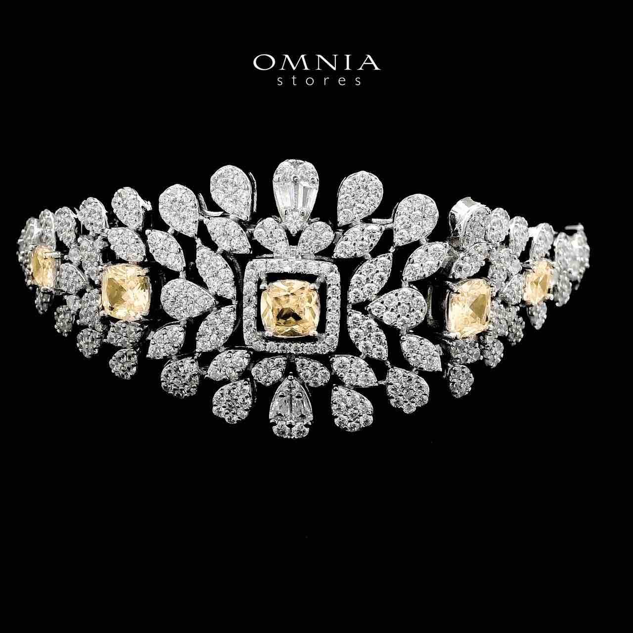 Omnia Asal Yellow Bridal Full Set in High Quality Zircon Stone Rhodium Plated - OMNIASTORES UAE