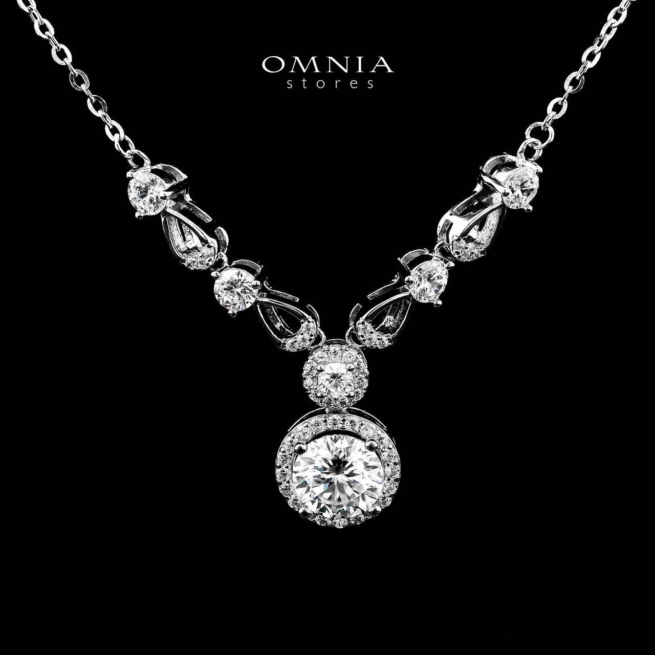 Omnia Badia White Pendant Necklace And Earrings Set in 92.5 Silver with High-Quality Moissanite Stones