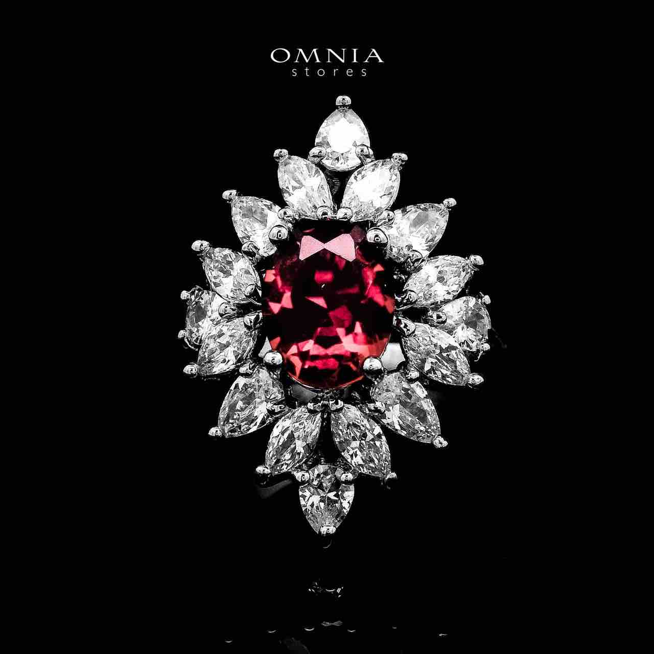 Omnia Dema Red and Yellow Bridal Full Set in High Quality Zircon Stone Rhodium Plated - OMNIASTORES UAE