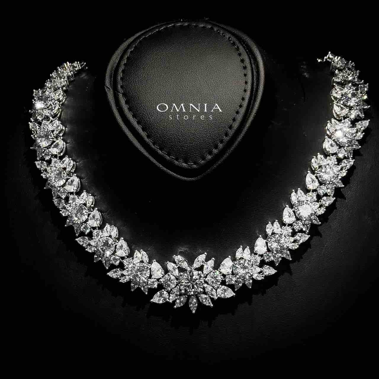 Omnia Nareen White Luxury Bridal Full Set in High Quality Zircon Stone Rhodium Plated - OMNIASTORES UAE