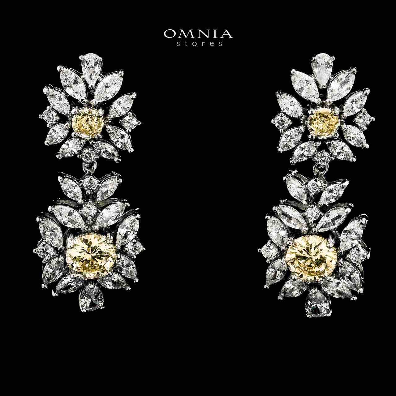 Omnia Nareen Yellow Bridal Full Set in High Quality Zircon Stone Rhodium Plated - OMNIASTORES UAE