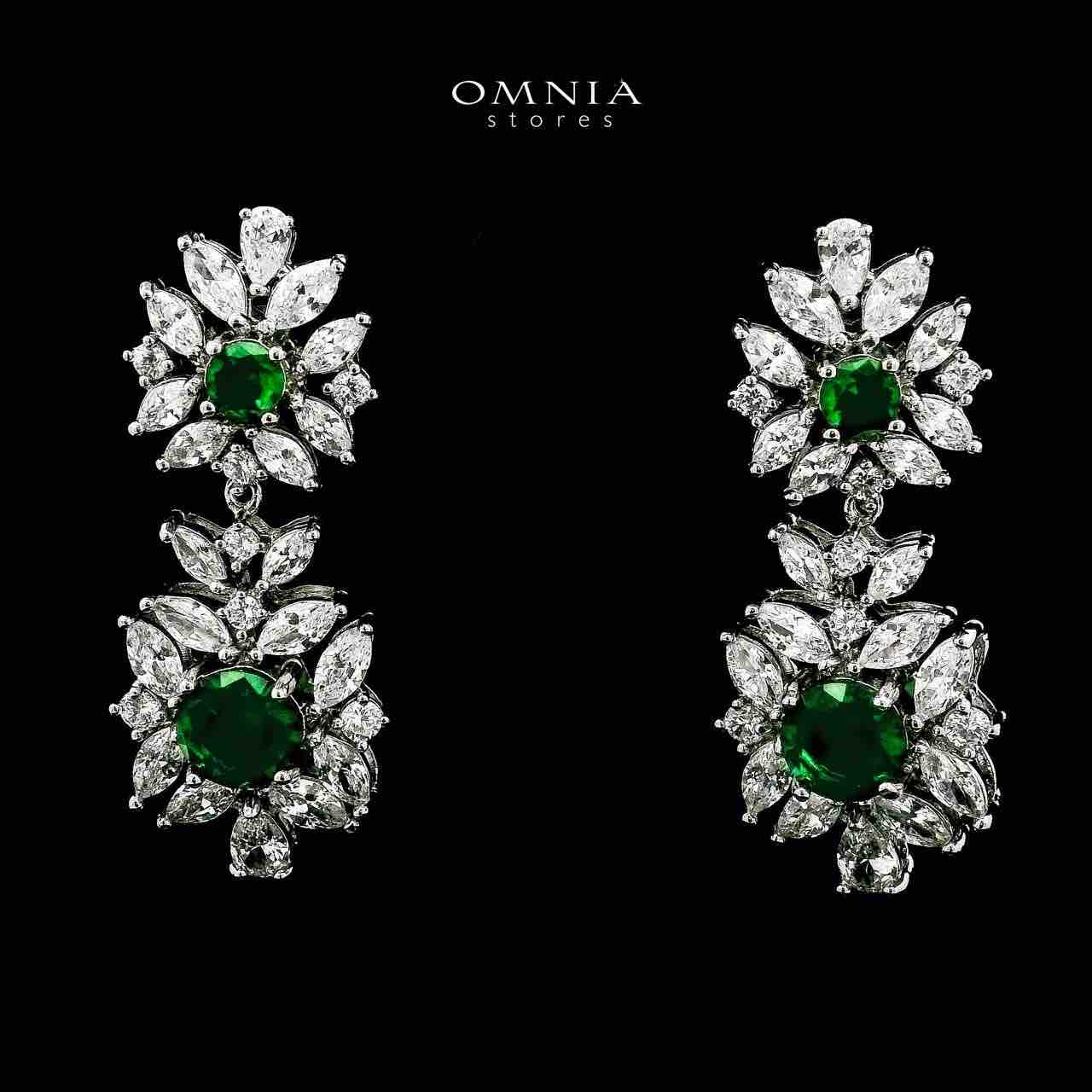 Omnia Nareen Green Bridal Full Set in High Quality Zircon Stone Rhodium Plated - OMNIASTORES UAE