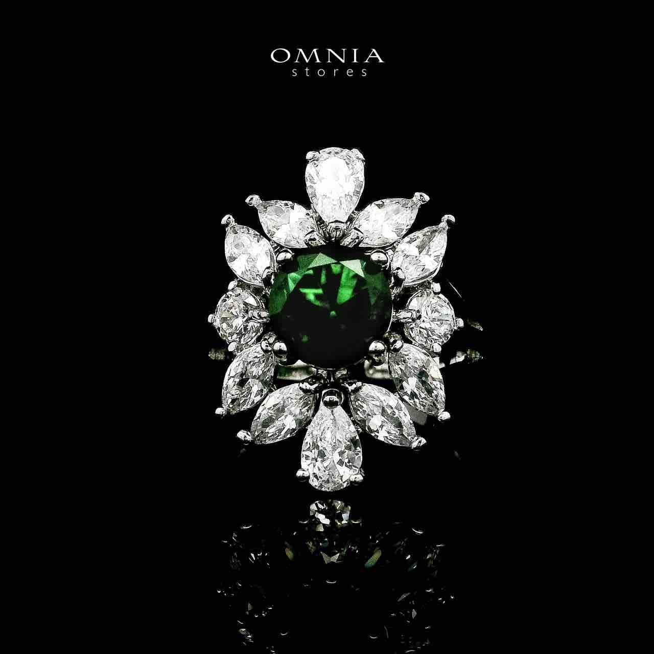Omnia Nareen Green Bridal Full Set in High Quality Zircon Stone Rhodium Plated - OMNIASTORES UAE