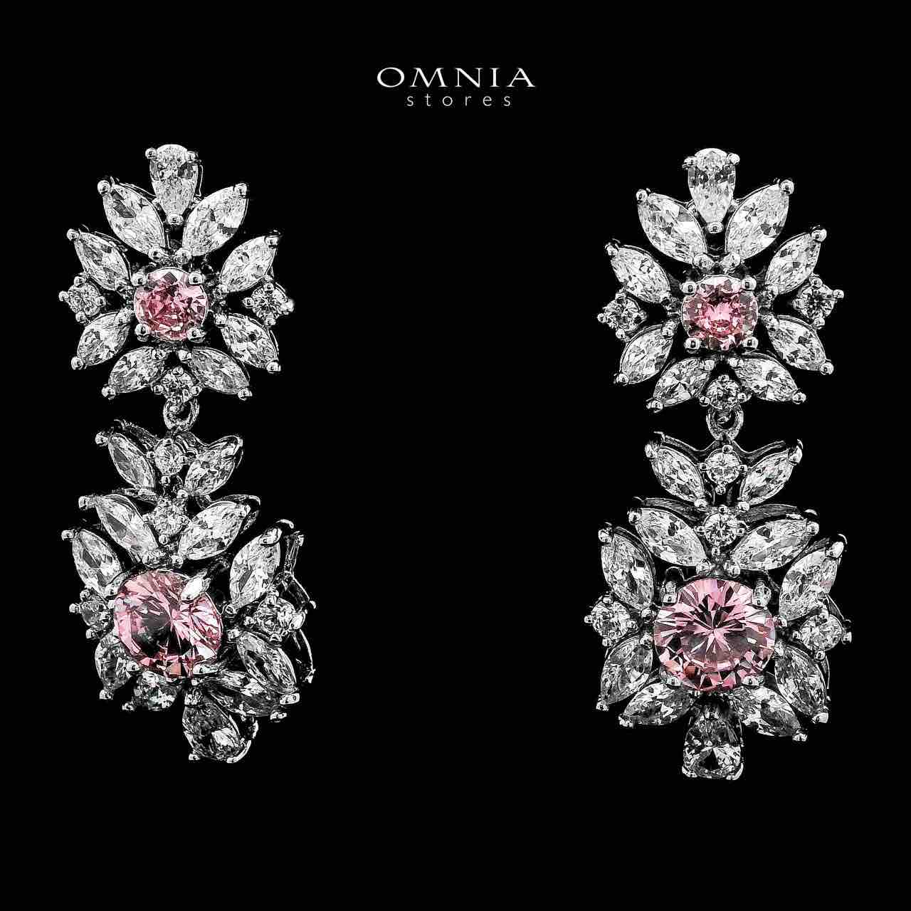 Omnia Nareen Pink Bridal Full Set in High Quality Zircon Stone Rhodium Plated - OMNIASTORES UAE