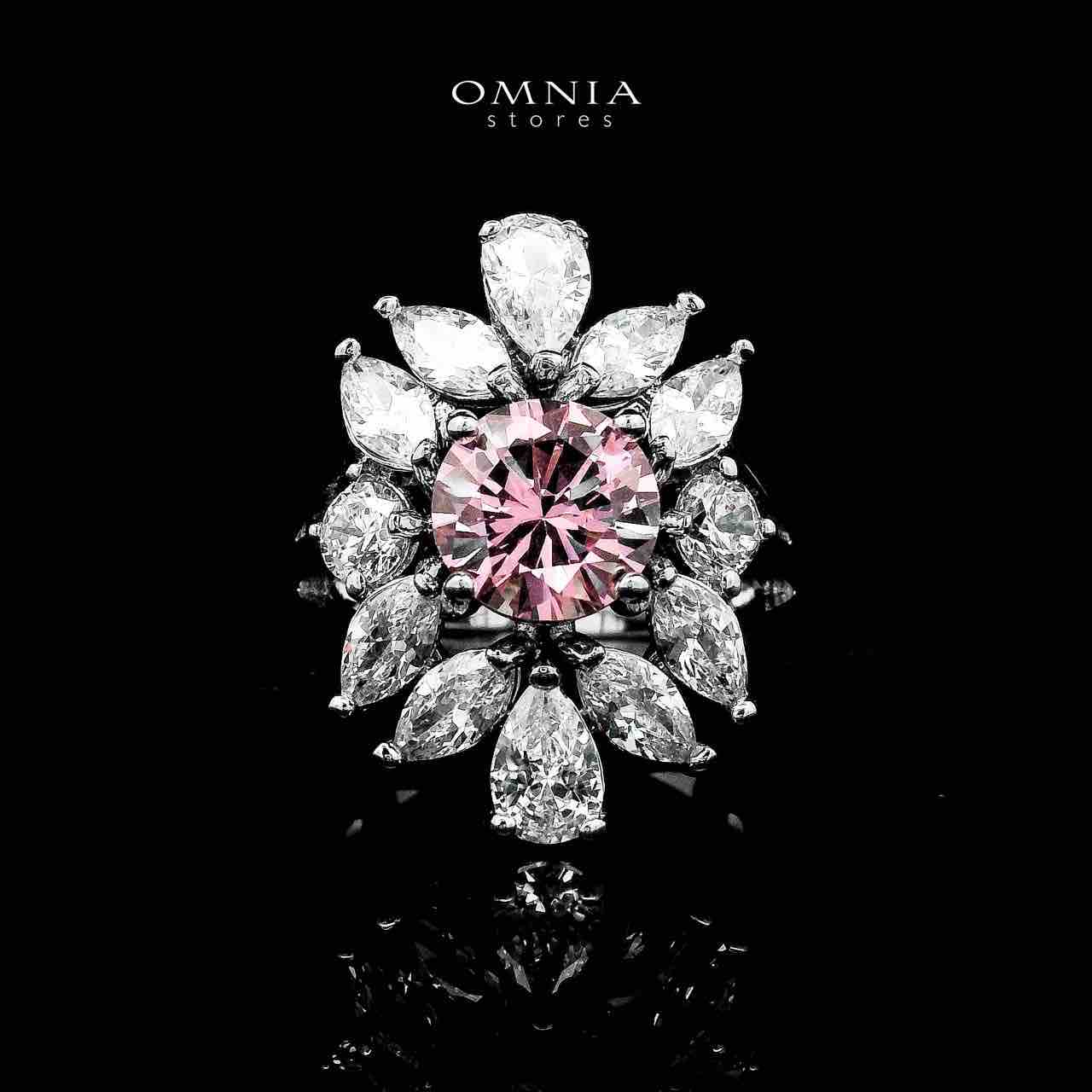 Omnia Nareen Pink Bridal Full Set in High Quality Zircon Stone Rhodium Plated - OMNIASTORES UAE