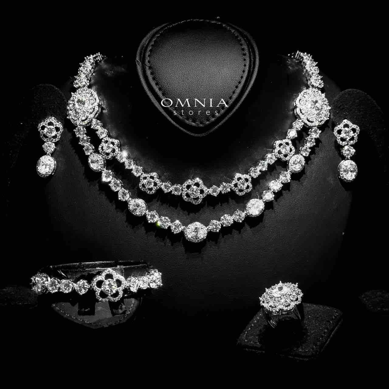 Omnia Esra White Full Set in High Quality Zircon Stone Rhodium Plated - OMNIASTORES UAE