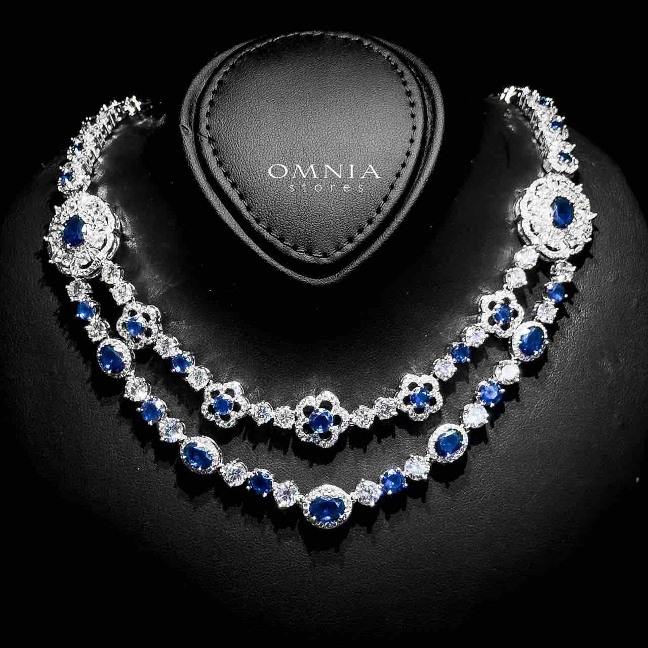Omnia Esra Blue Full Set in High Quality Zircon Stone Rhodium Plated - OMNIASTORES UAE