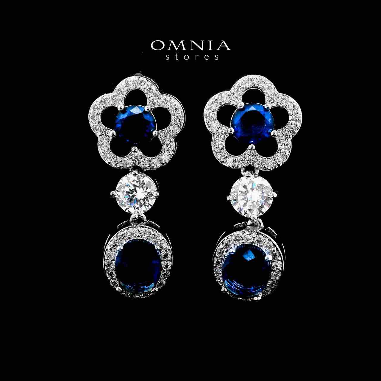Omnia Esra Blue Full Set in High Quality Zircon Stone Rhodium Plated - OMNIASTORES UAE