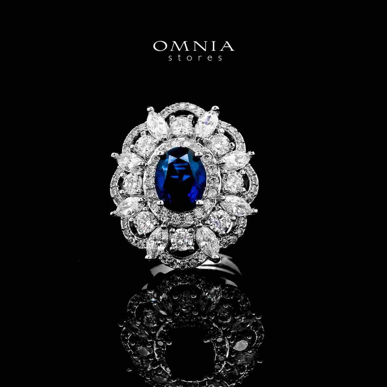 Omnia Esra Blue Full Set in High Quality Zircon Stone Rhodium Plated - OMNIASTORES UAE