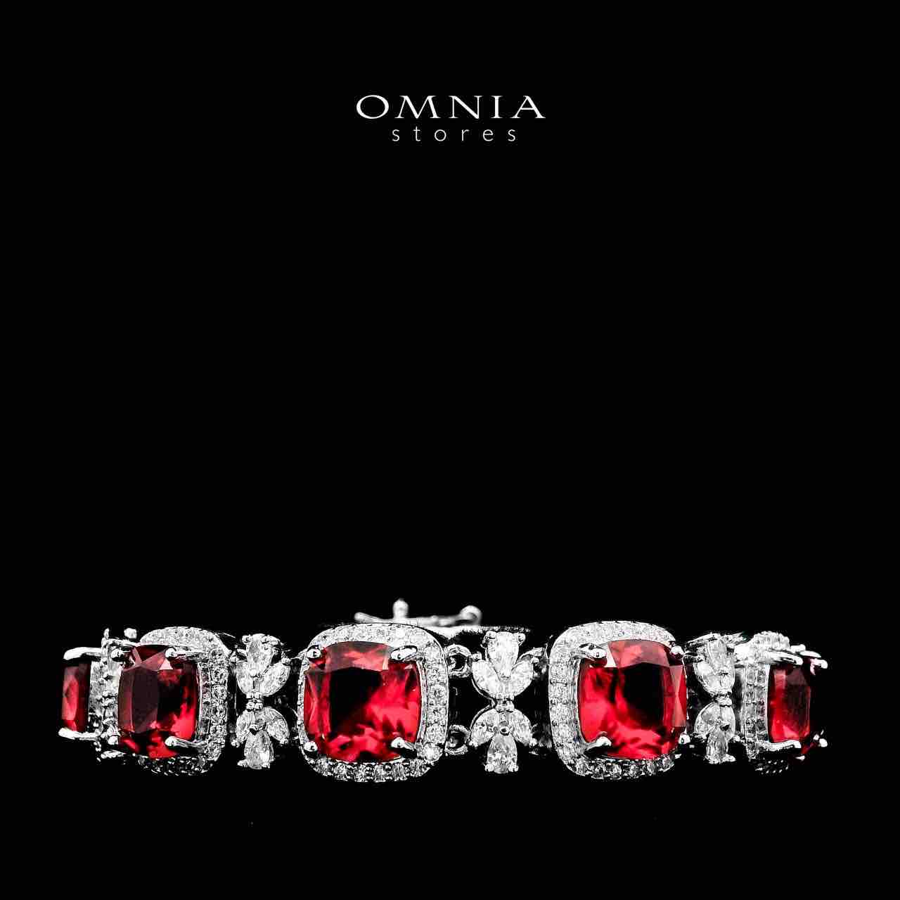 Omnia Fajr Red Bracelet Set in High Quality Zircon Stone in Tarnish Resistant Plating