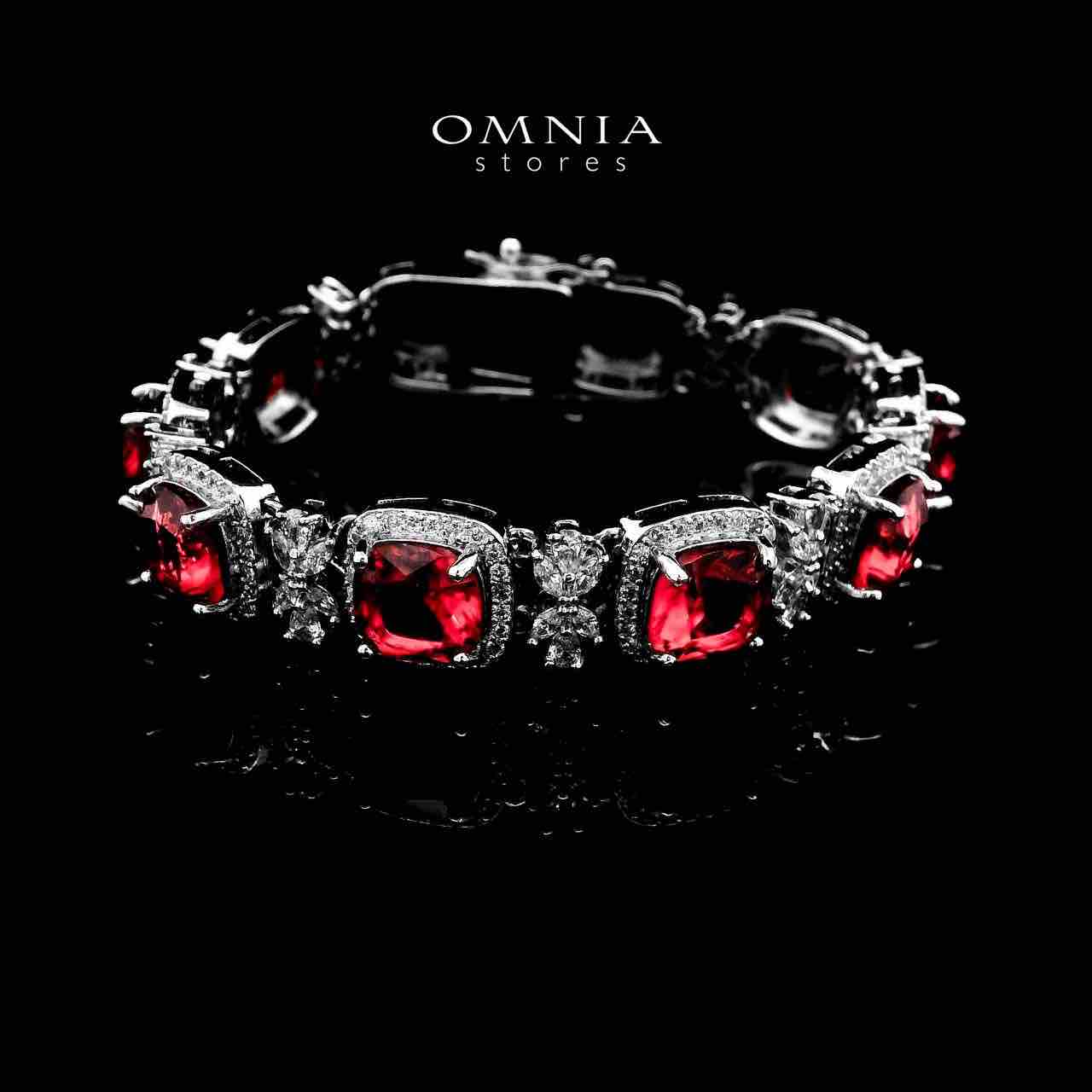 Omnia Fajr Red Bracelet Set in High Quality Zircon Stone in Tarnish Resistant Plating