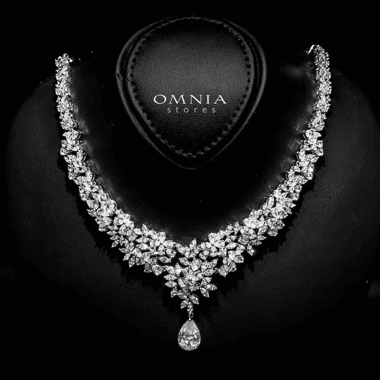 Omnia Fakhira White Bridal Full Set in High Quality Zircon Stone in Rhodium Plated - OMNIASTORES UAE