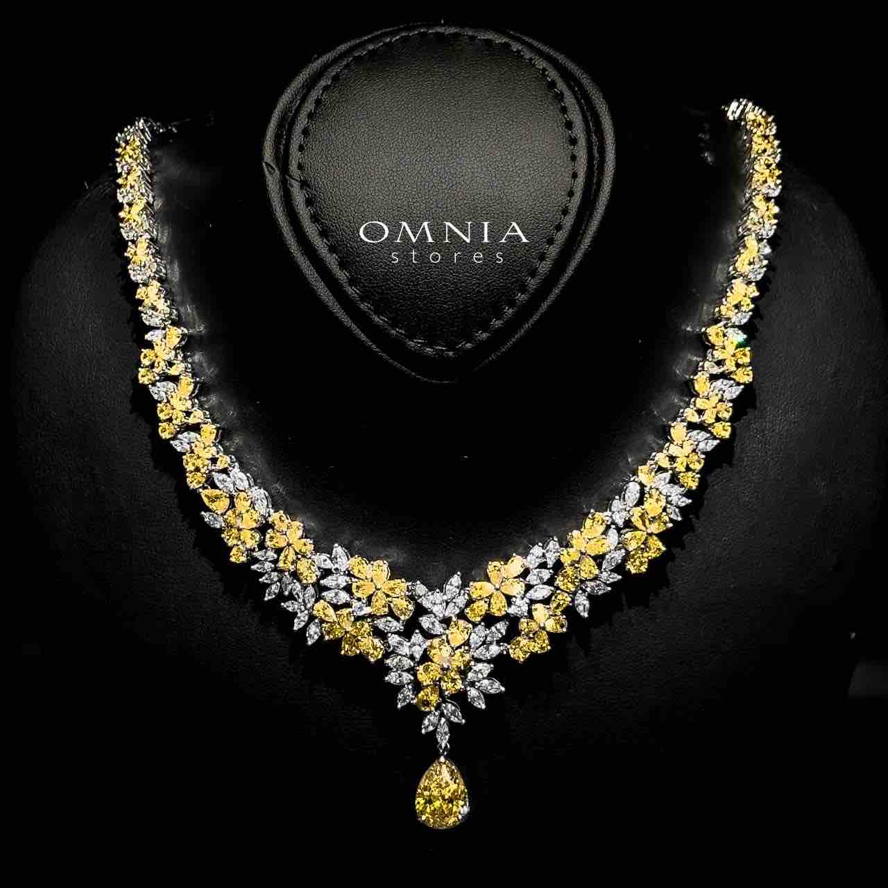 Omnia Fakhira Yellow Bridal Full Set in High Quality Zircon Stone in Rhodium Plated - OMNIASTORES UAE