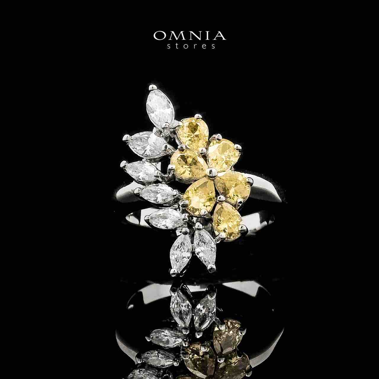 Omnia Fakhira Yellow Bridal Full Set in High Quality Zircon Stone in Rhodium Plated - OMNIASTORES UAE