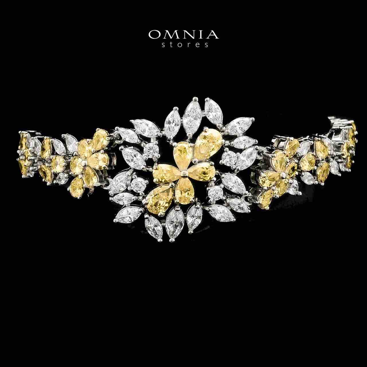 Omnia Fakhira Yellow Bridal Full Set in High Quality Zircon Stone in Rhodium Plated - OMNIASTORES UAE