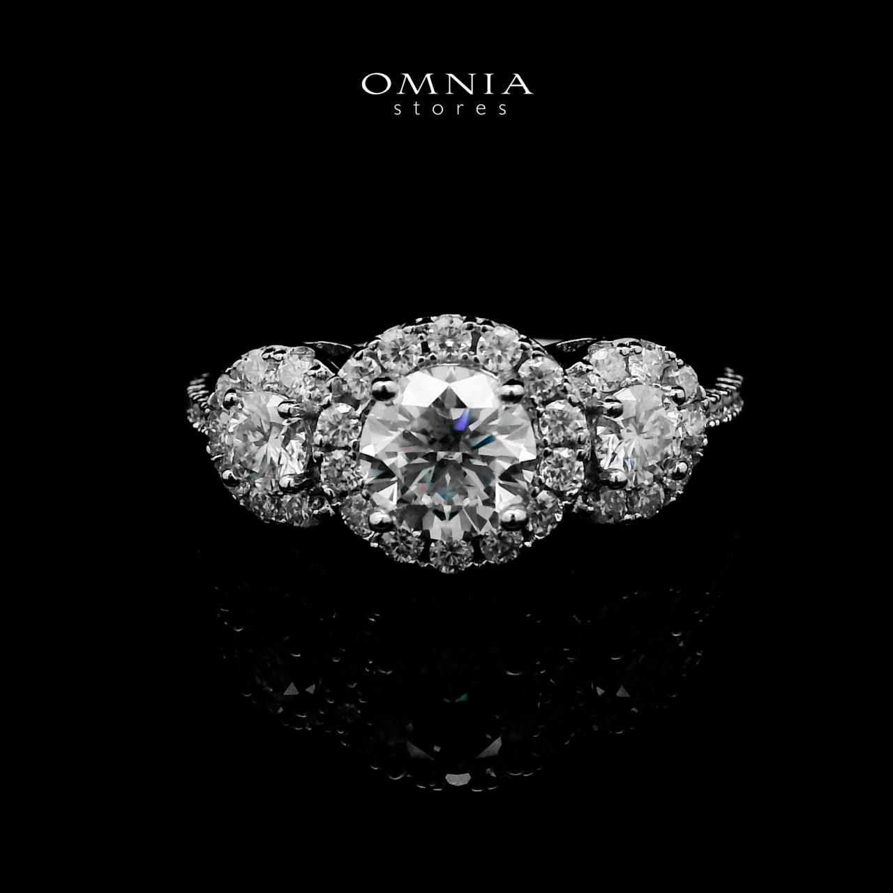 Omnia Fawzia White Ring 92.5 Silver Certified in High Quality Moissanite Stone - OMNIASTORES UAE