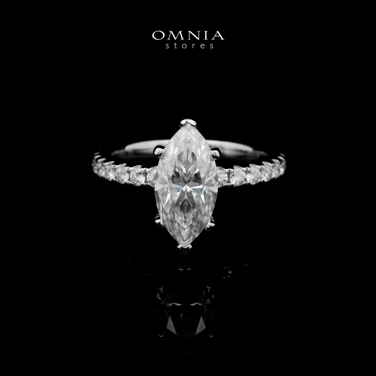 Omnia Ghusun White Ring 92.5 Silver Certified in High Quality Moissanite Stone - OMNIASTORES UAE
