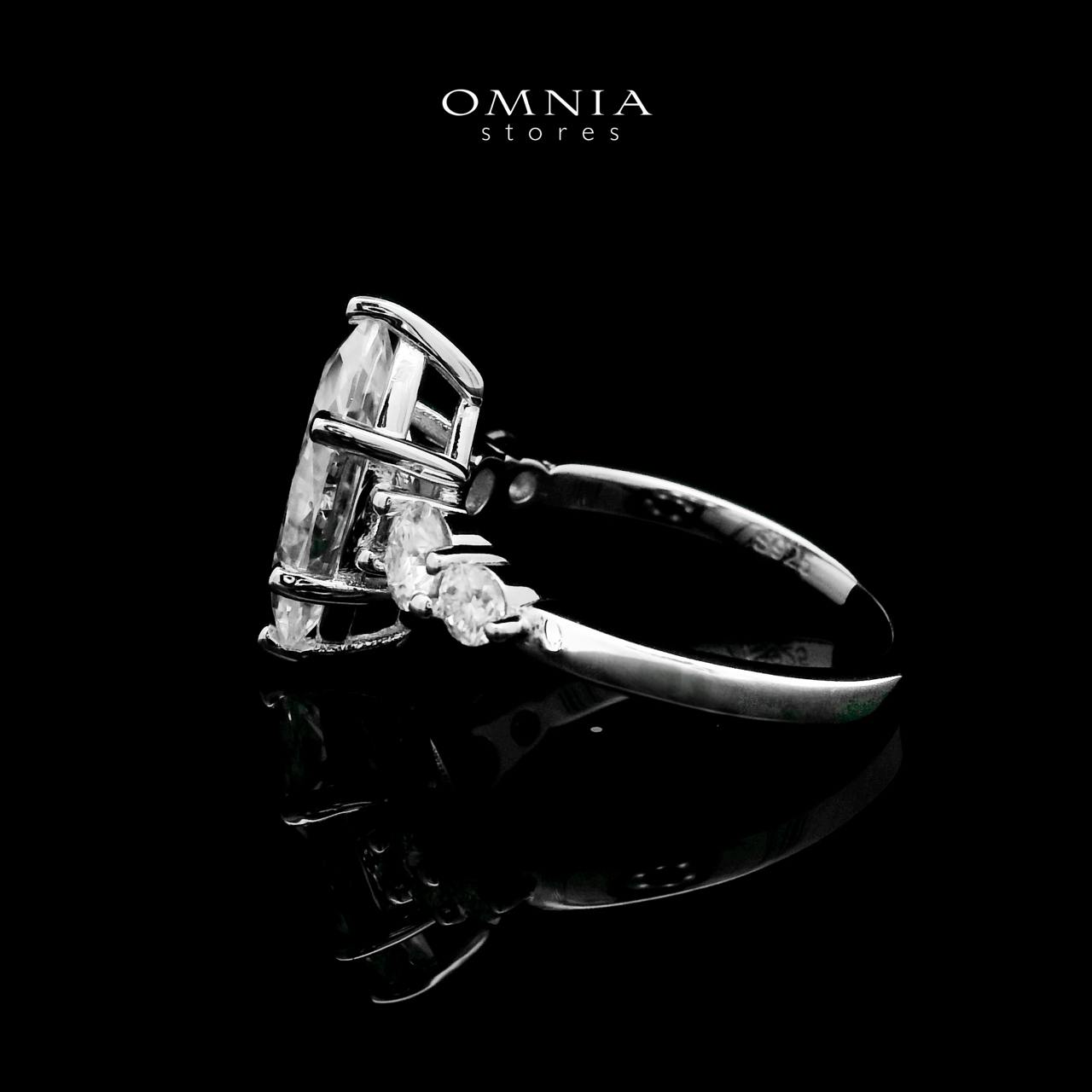 Omnia Hadiya White Ring 92.5 Silver Certified in High Quality Moissanite Stone - OMNIASTORES UAE
