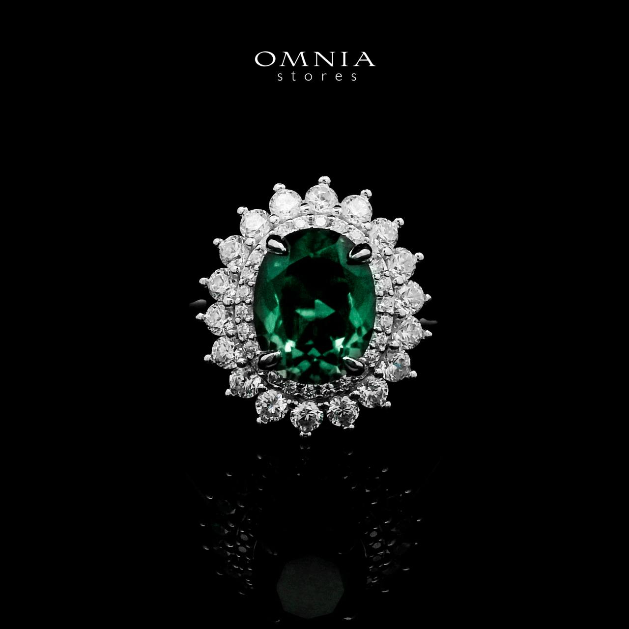 Omnia Hawra Green Ring 92.5 Silver Certified in High Quality Lab Grown Emerald Stone - OMNIASTORES UAE