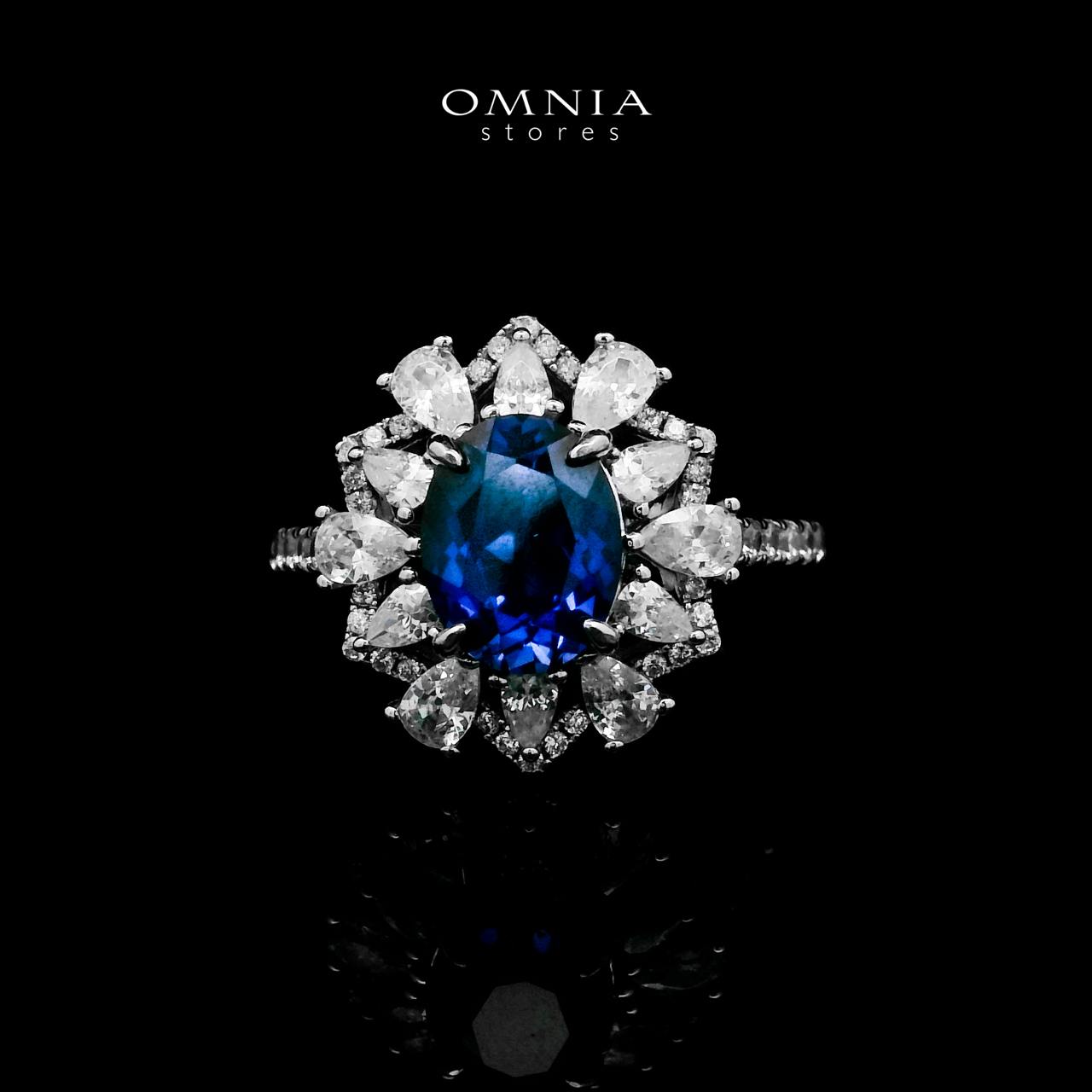 Omnia Hazar Blue Ring 92.5 Silver Certified in High Quality Lab Grown Sapphire Stone - OMNIASTORES UAE
