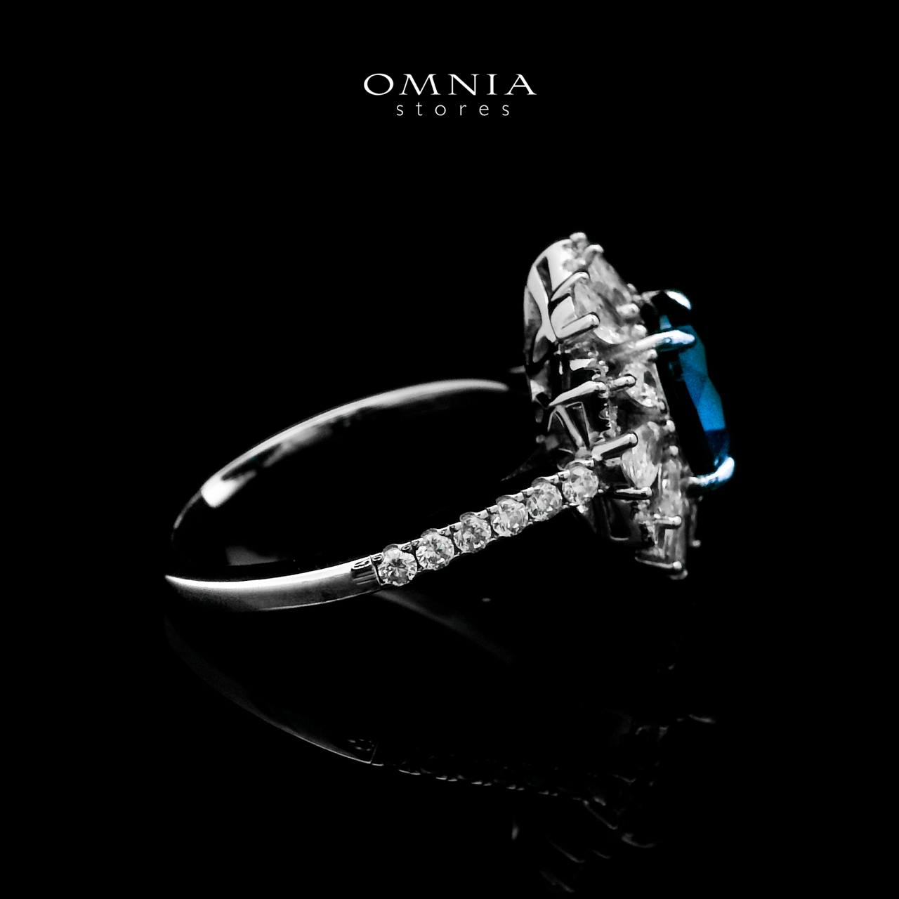 Omnia Hazar Blue Ring 92.5 Silver Certified in High Quality Lab Grown Sapphire Stone - OMNIASTORES UAE