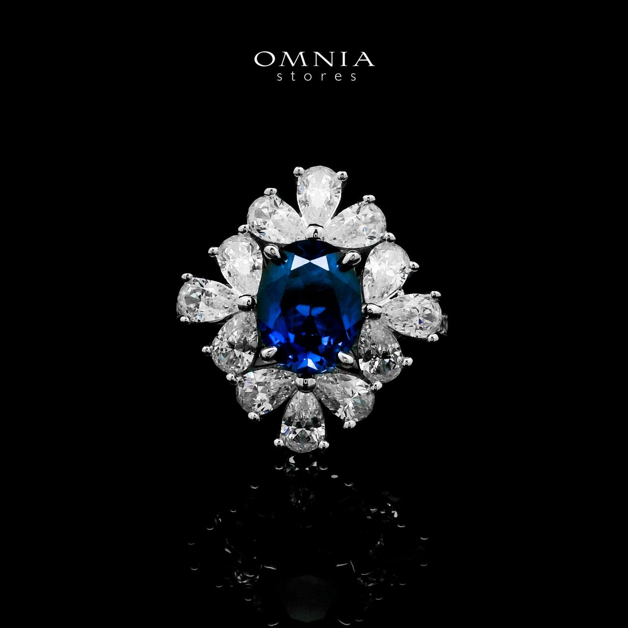 Omnia Hibah Blue Ring 92.5 Silver Certified in High Quality Lab Grown Sapphire Stone - OMNIASTORES UAE