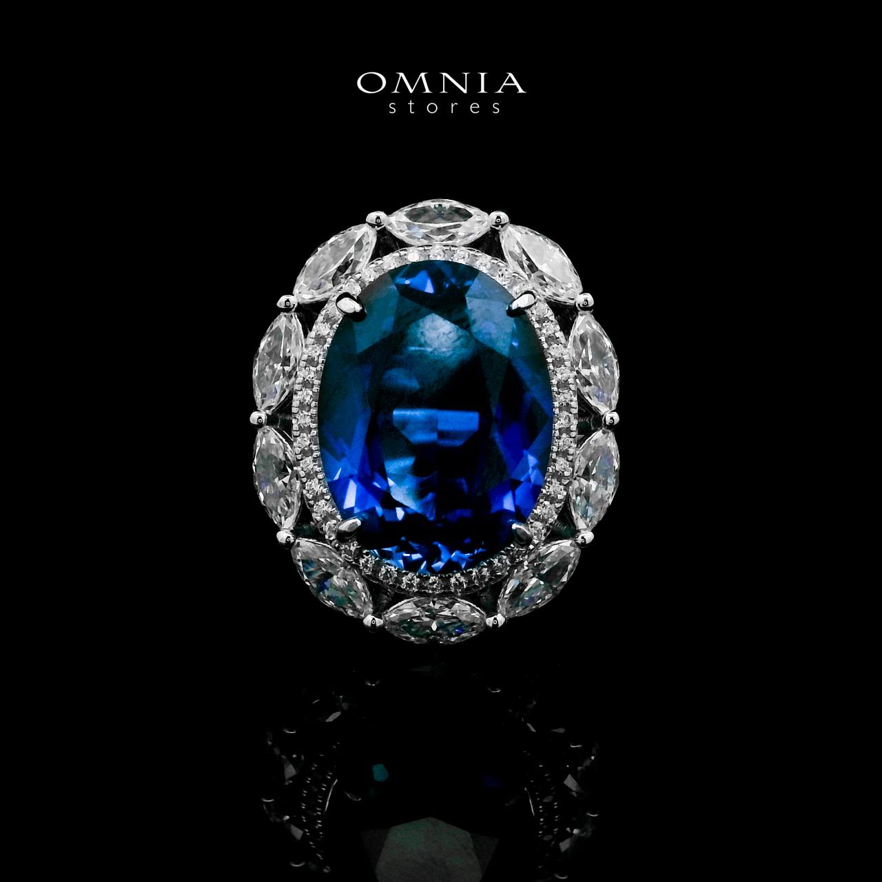 Omnia Hind Blue Ring 92.5 Silver Certified in High Quality Lab Grown Sapphire Stone - OMNIASTORES UAE