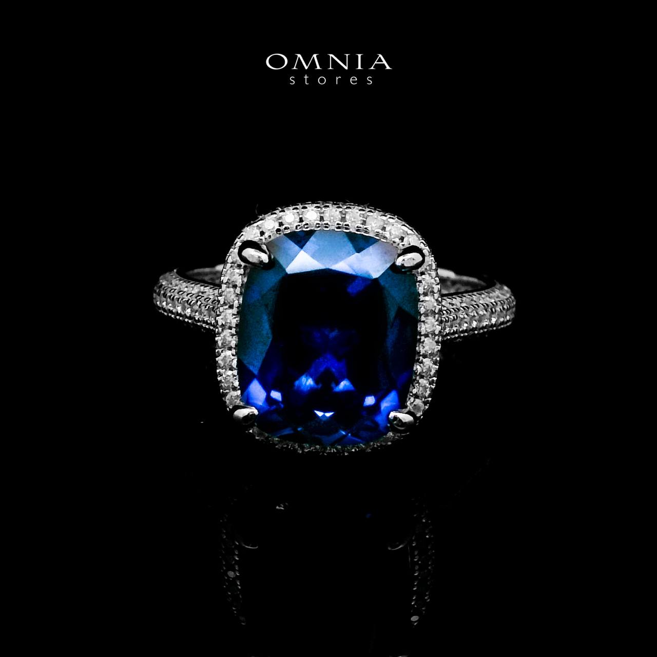 Omnia Huda Blue Ring 92.5 Silver Certified in High Quality Lab Grown Sapphire Stone - OMNIASTORES UAE