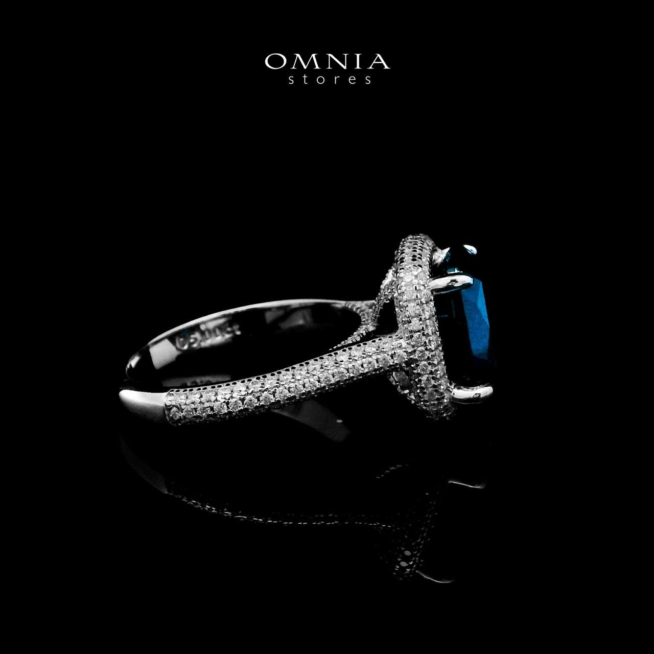 Omnia Huda Blue Ring 92.5 Silver Certified in High Quality Lab Grown Sapphire Stone - OMNIASTORES UAE