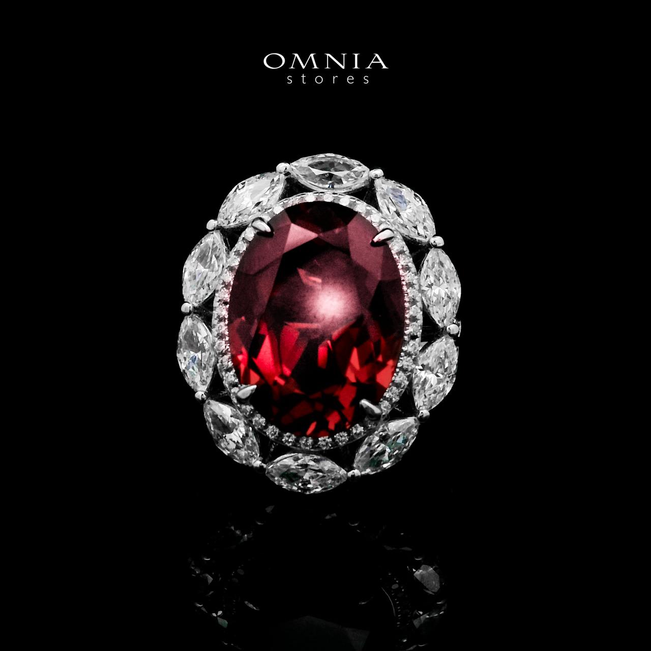Omnia Ibtisam Red Ring 92.5 Silver Certified in High Quality Lab Grown Ruby Stone - OMNIASTORES UAE