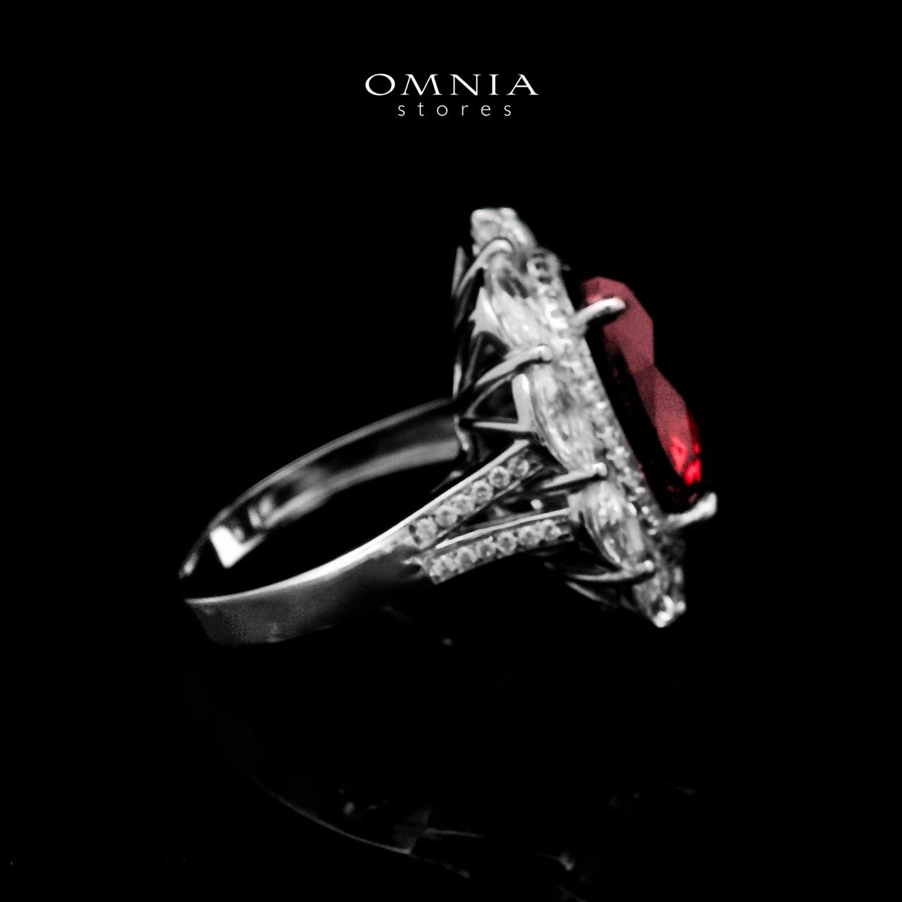 Omnia Ibtisam Red Ring 92.5 Silver Certified in High Quality Lab Grown Ruby Stone - OMNIASTORES UAE
