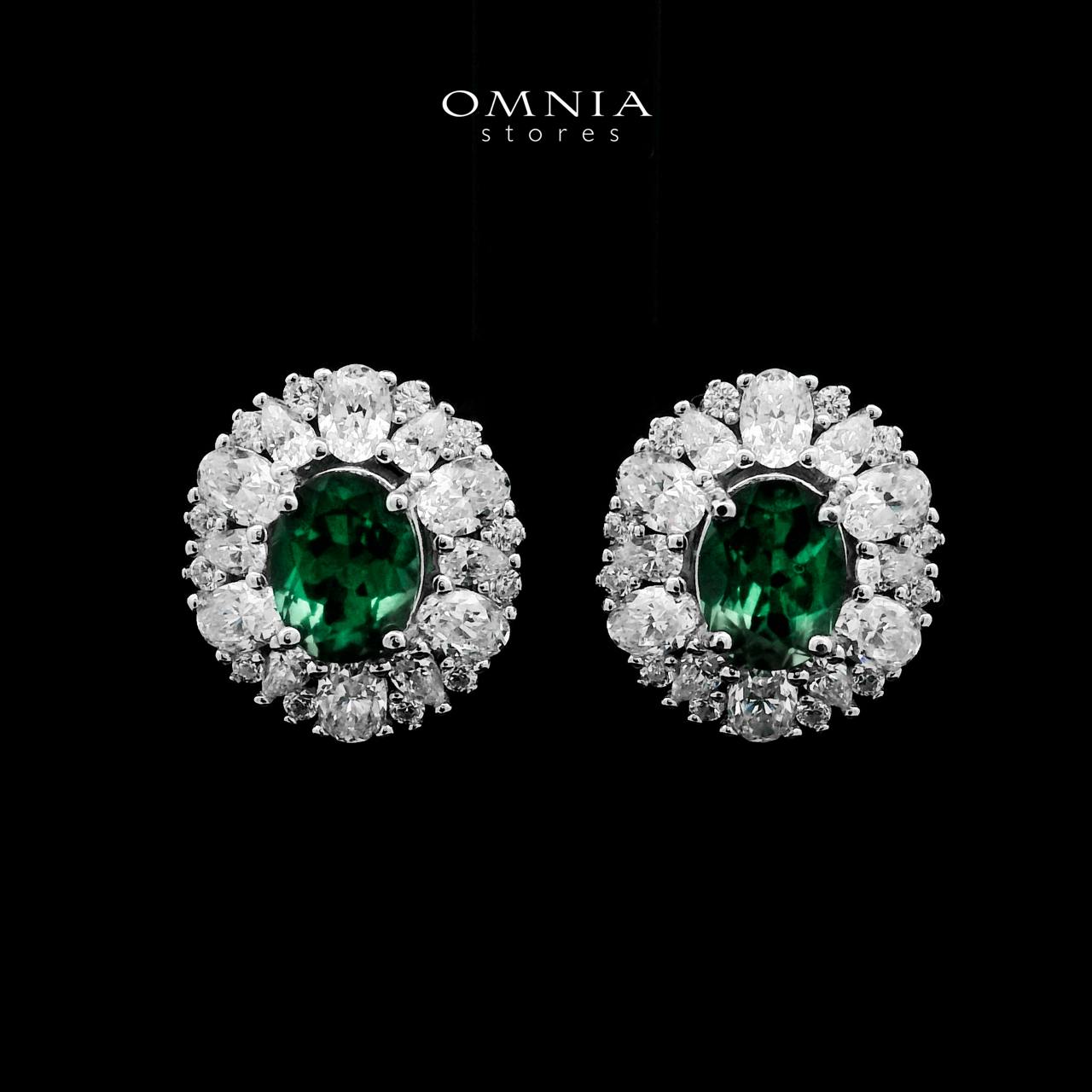 Omnia Jawaher Green Earrings 925 Silver Certified in High Quality Lab Grown Emerald Stone - OMNIASTORES UAE