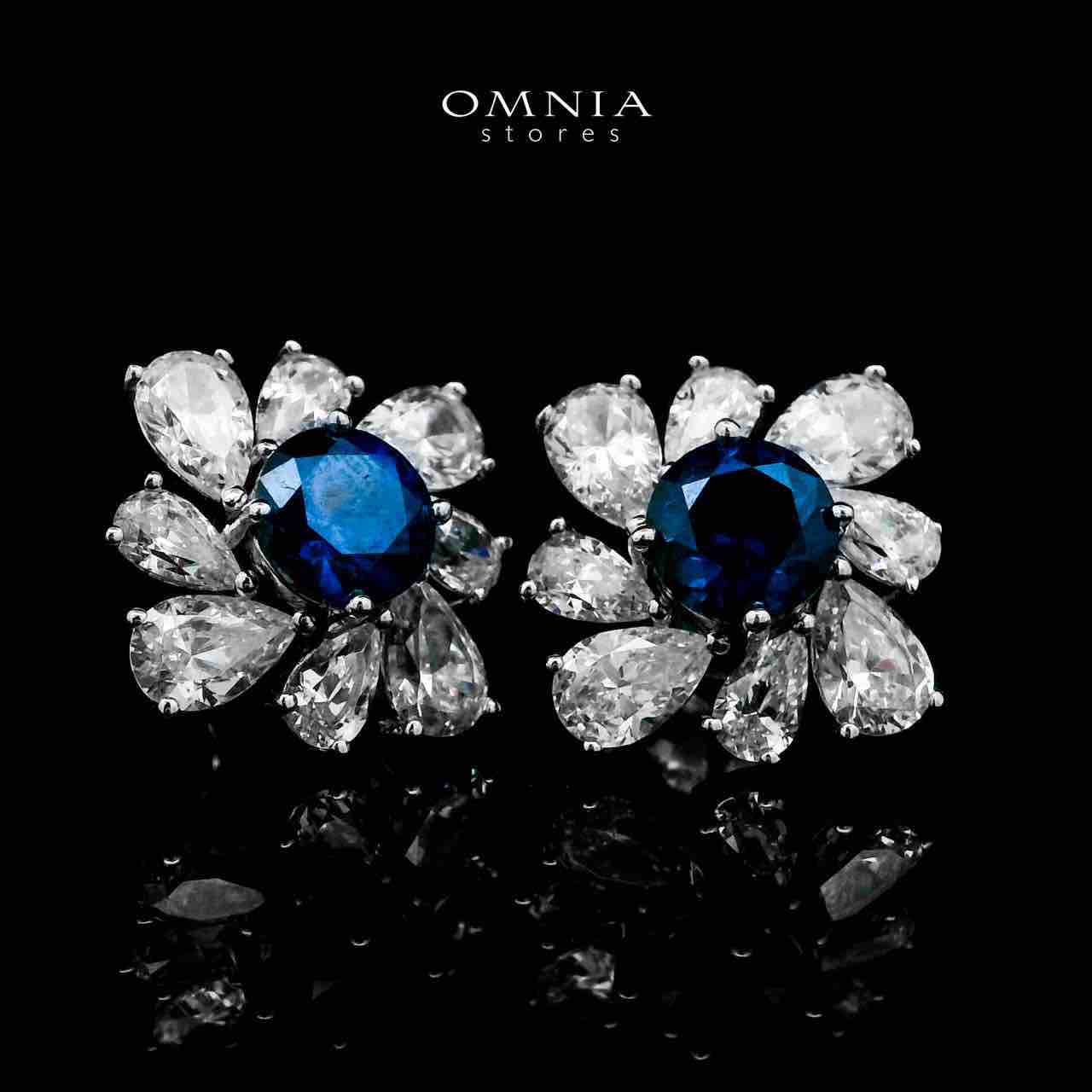 Omnia Jinan Blue Earrings 925 Silver Certified in High Quality Lab Grown Sapphire Stone - OMNIASTORES UAE