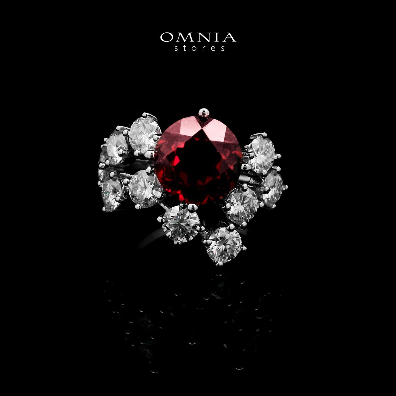 Omnia Istabraq Red Ring 92.5 Silver Certified in High Quality Lab Grown Ruby Stone - OMNIASTORES UAE