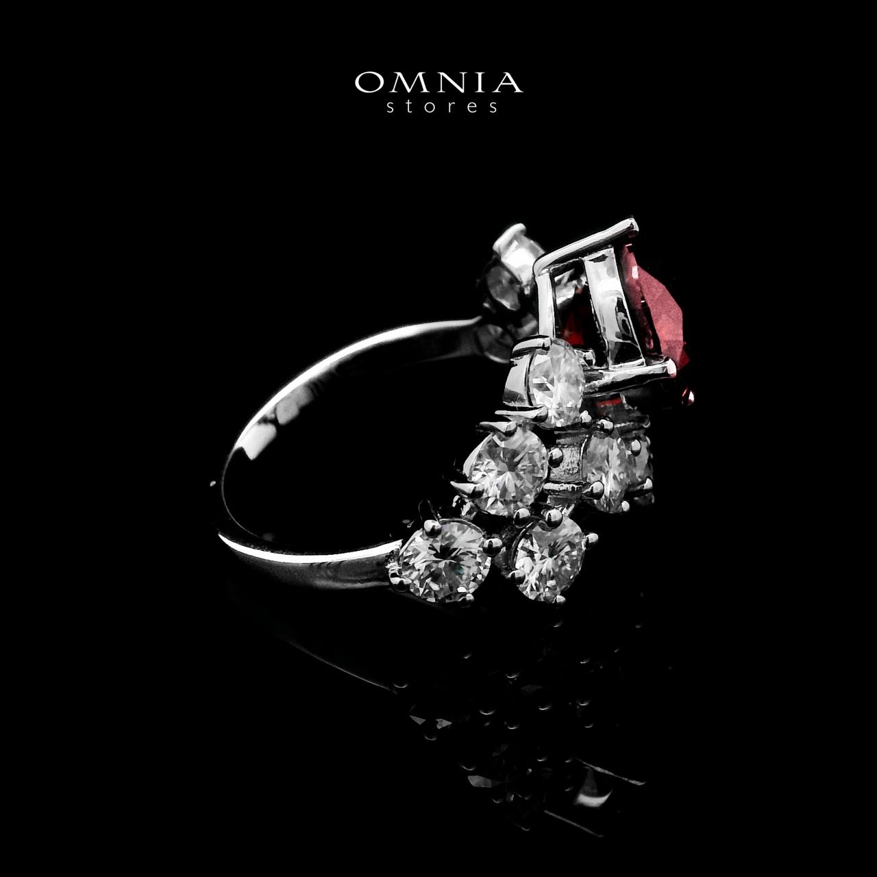 Omnia Istabraq Red Ring 92.5 Silver Certified in High Quality Lab Grown Ruby Stone - OMNIASTORES UAE