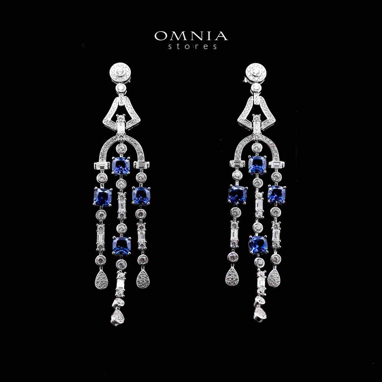 Khadija Lab Grown Sapphire Blue Stones With GRC Certified Drop Earrings in 925 Silver