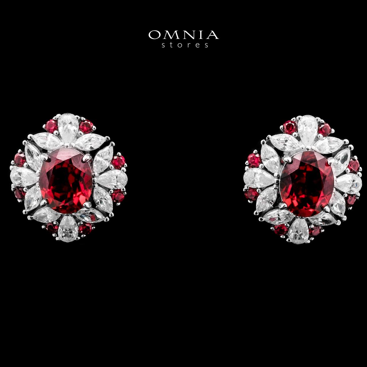 Omnia Kamilah Red Earrings 925 Silver Certified in High Quality Lab Grown Ruby Stone - OMNIASTORES UAE