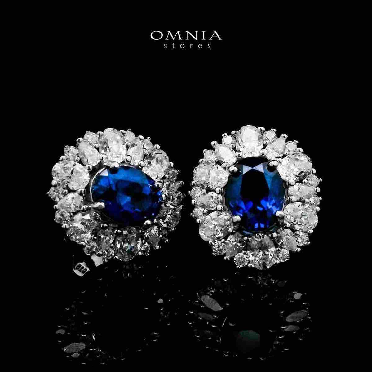 Omnia Elowen Blue Earrings 925 Silver Certified in High Quality Lab Grown Sapphire Stone - OMNIASTORES UAE