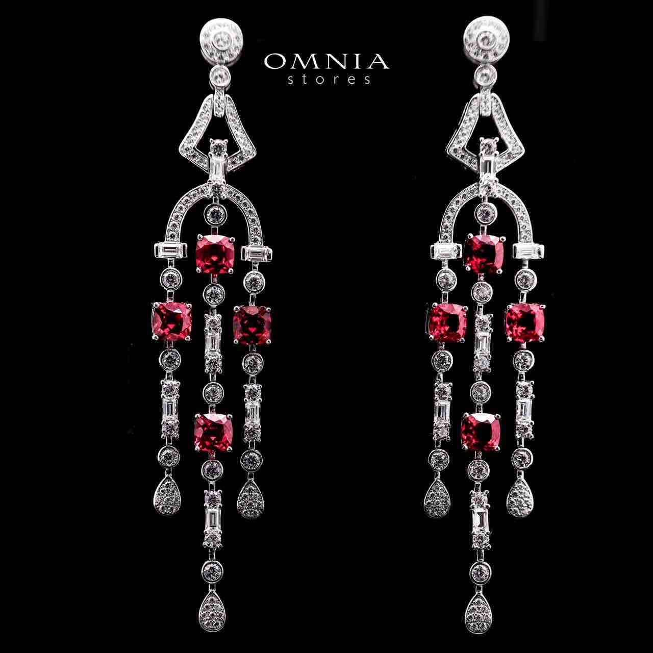 Omnia Khadija Red Drop Earrings 925 Silver Certified in High Quality Lab Grown Ruby Stone - OMNIASTORES UAE